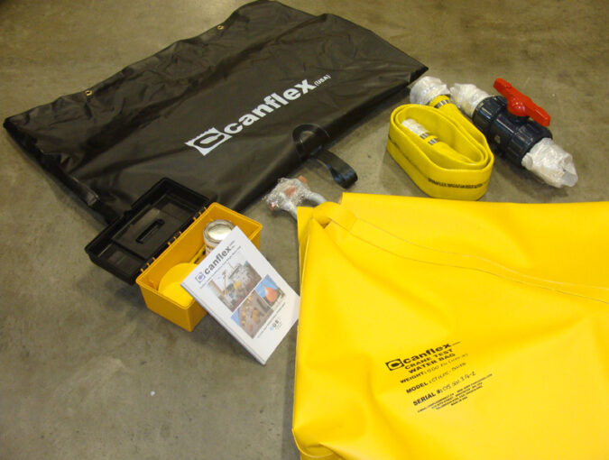 Canflex environmental spill containment products on floor.