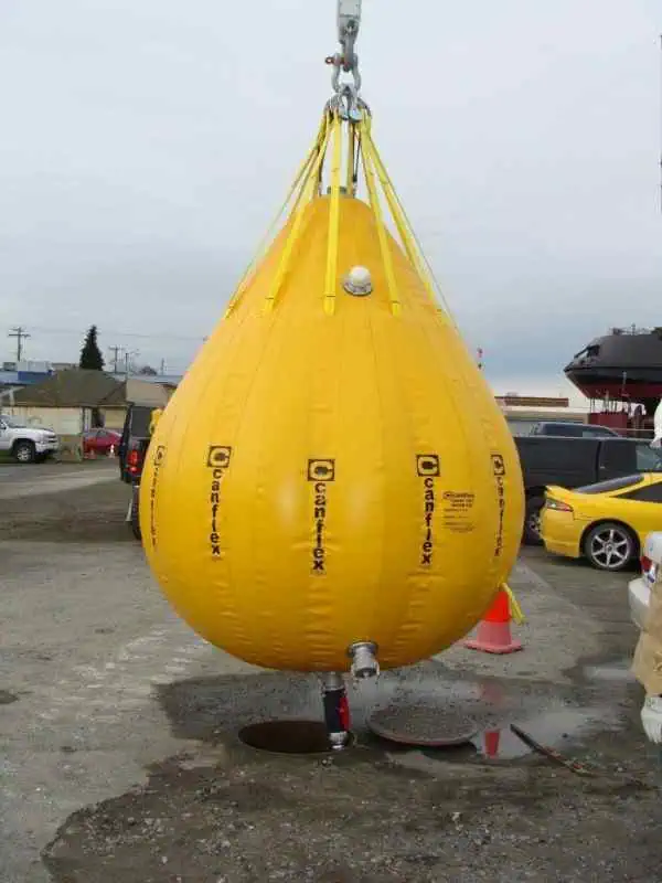 Large yellow water weight bag for load testing