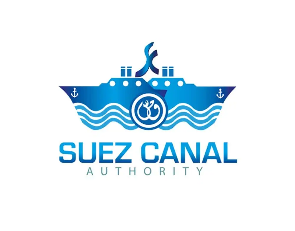 Suez Canal Authority logo with ship and waves