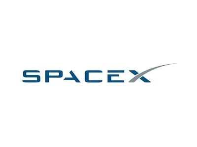 SpaceX company logo in blue text