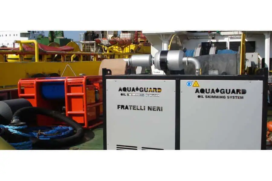 AquaGuard oil skimming system on a ship deck