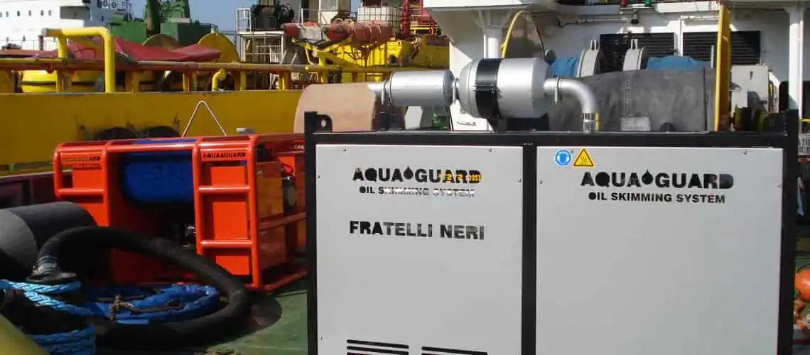 AquaGuard oil skimming system on a ship deck