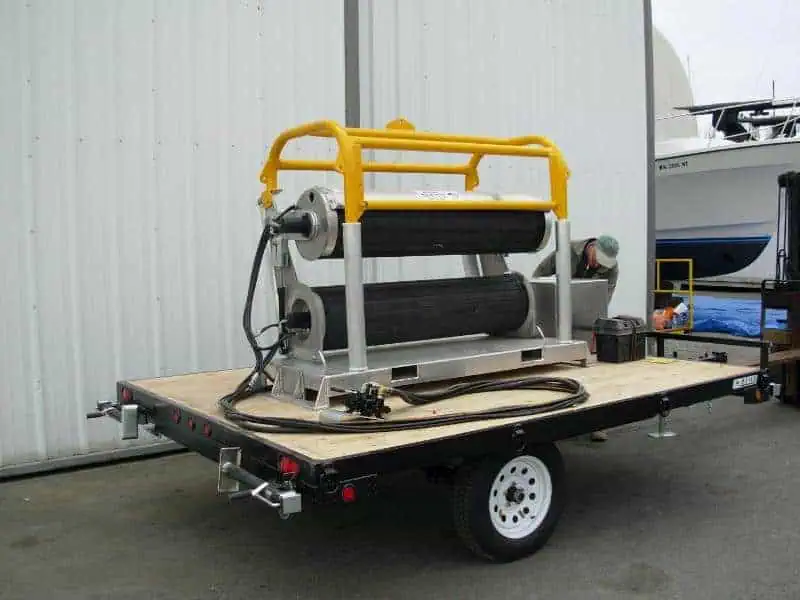 Industrial roller equipment mounted on trailer