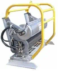 Industrial hydraulic brush cutter attachment with safety guard