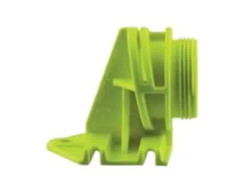 Green plastic threaded mechanical bracket component