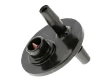 Black plastic hose connector valve component